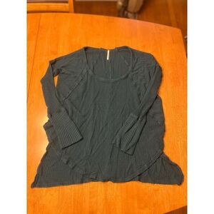 Free People Ventura Waffle Knit Thermal Top Deep emerald Small